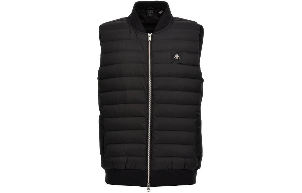 Moose Knuckles  Black Sleeveless Zip Vest with Logo Print. M14MV456-313
