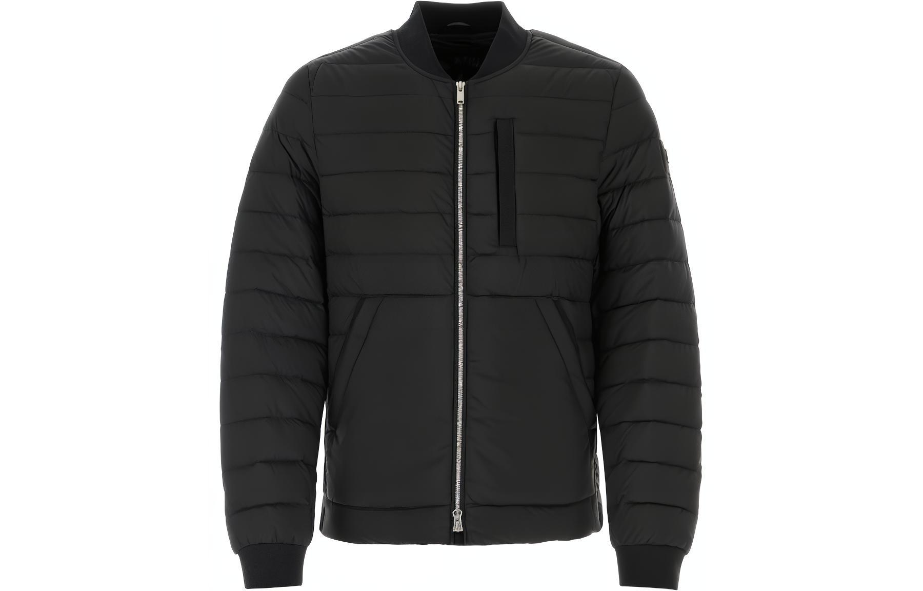 Moose Knuckles  Black Slim Fit Zip-Up Bomber Jacket M14MB001-292