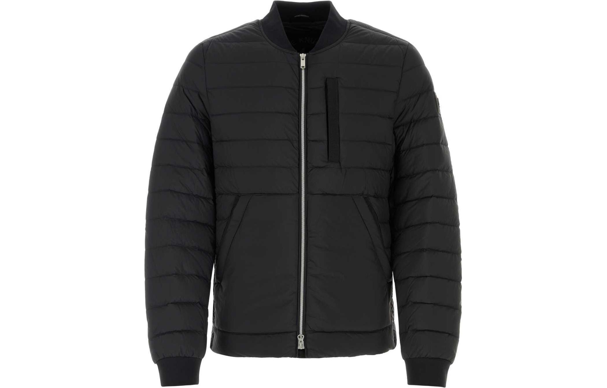 Order Moose Knuckles Jaket Bomber Slim Fit Hitam dengan Resleting. M14MB001-292