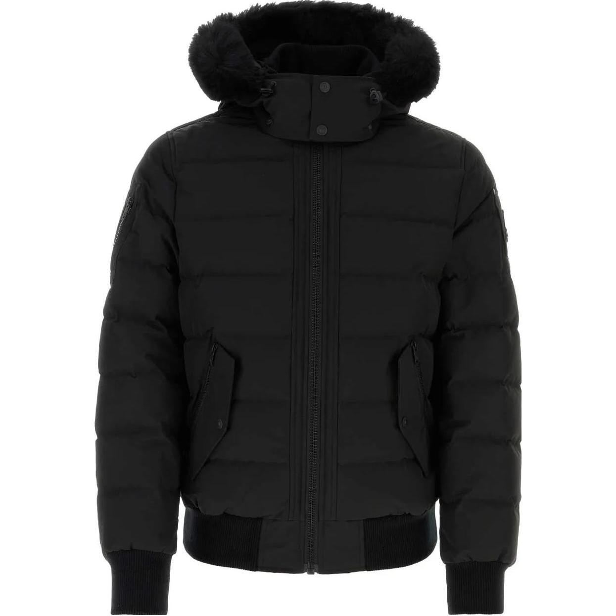 Moose Knuckles  Black Solid Color Zip-Up Hoodie Jacket M33MB014S-305