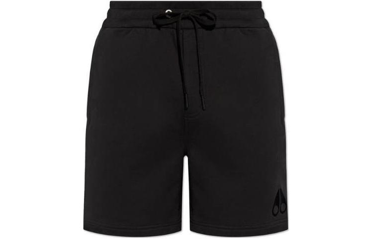 Moose Knuckles  Black Solid Elastic Straight-Fit Casual Shorts M14MR7930-292