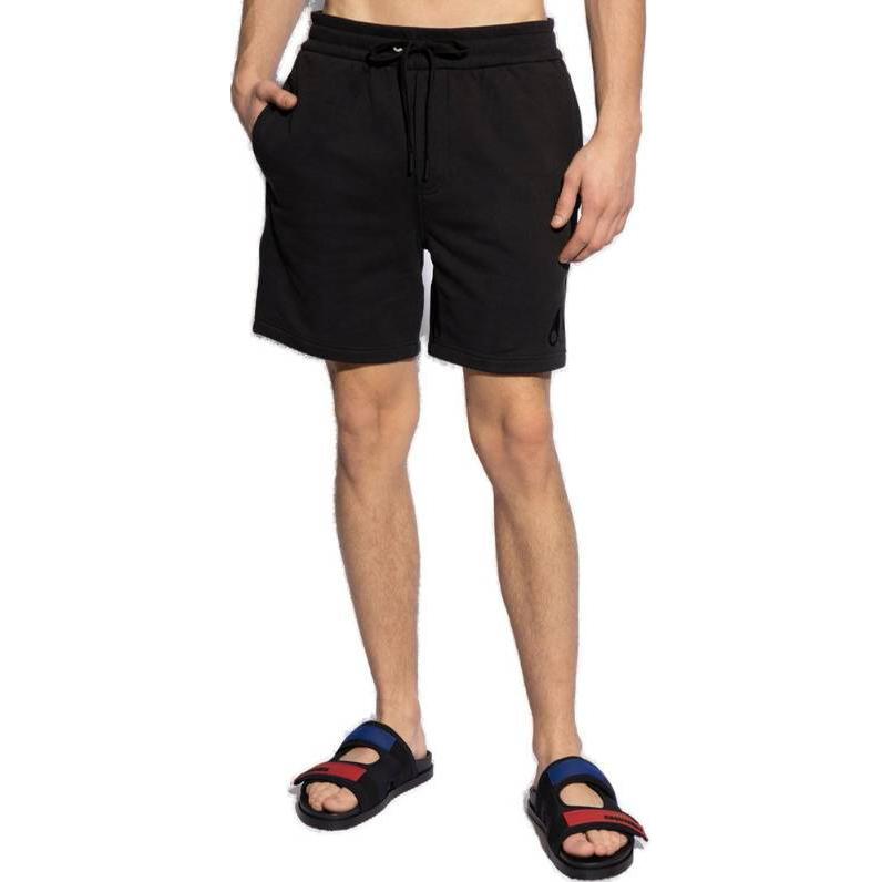 Lookbook Moose Knuckles 黑色纯色弹力直筒休闲短裤 M14MR7930-292