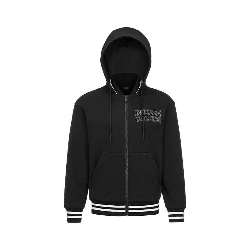 Moose Knuckles  Black Zip-Up Hoodie with Letter Design M33MS663-292