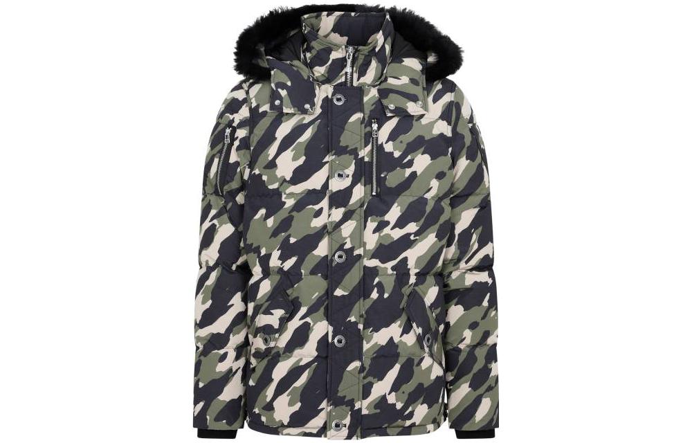 Moose Knuckles  Green Camo Hooded Down Jacket. M32MJ128CS-1069