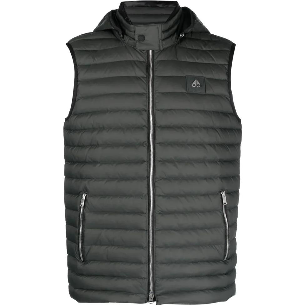 Moose Knuckles  Grey Sleeveless Vest with Solid Color and Front Logo Badge M13MV450-1111