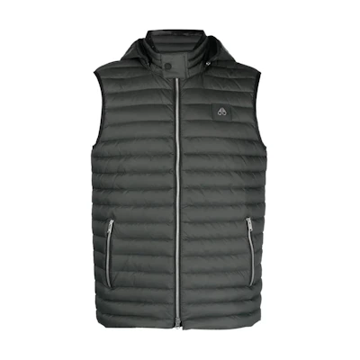 Moose Knuckles Grey Sleeveless Vest with Solid Color and Front Logo Badge M13MV450-1111
