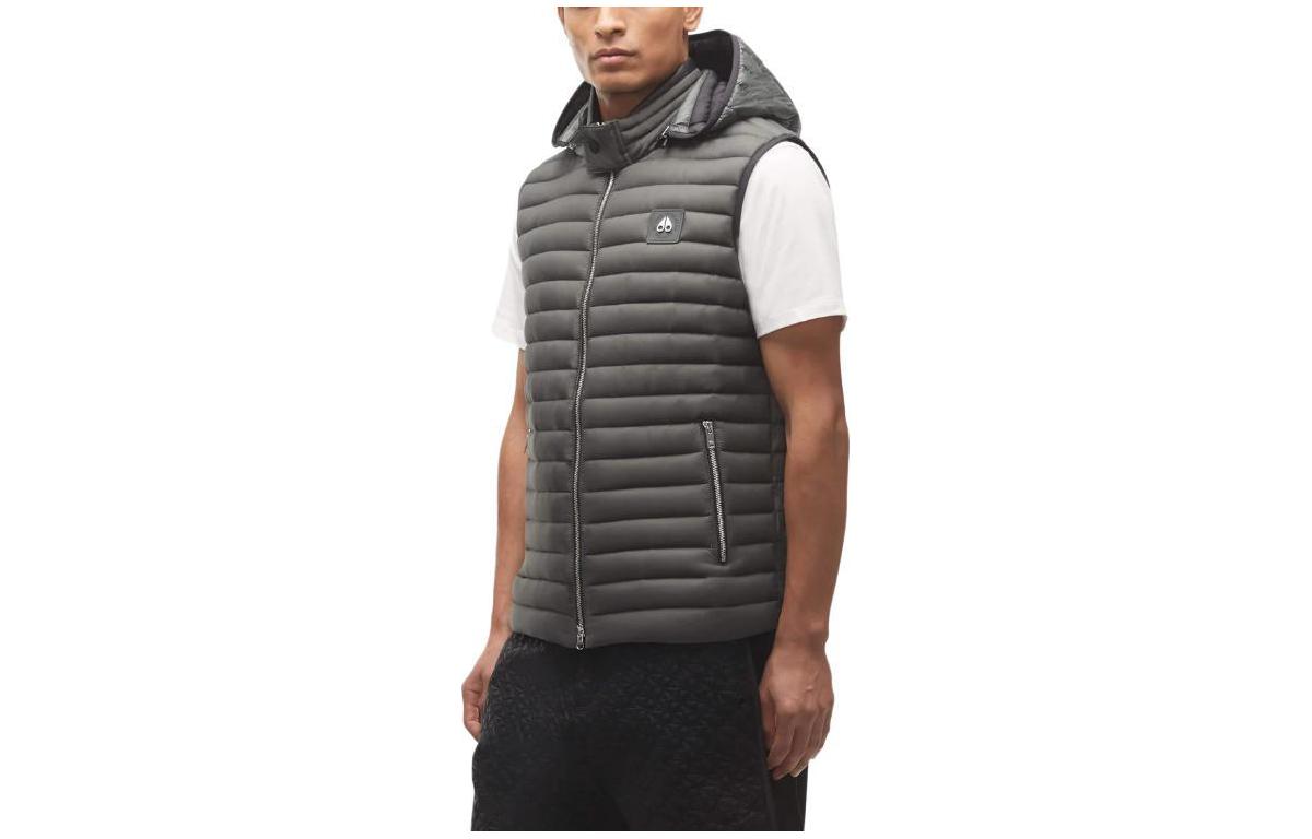 Order ムースナックルズ グレー無地ロゴバッジ付きフロント 袖なしベスト M13MV450-1111