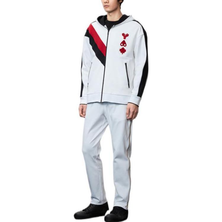 Lookbook Moose Knuckles 冰球条纹刺绣连帽时尚夹克外套. M31MS660BO-160