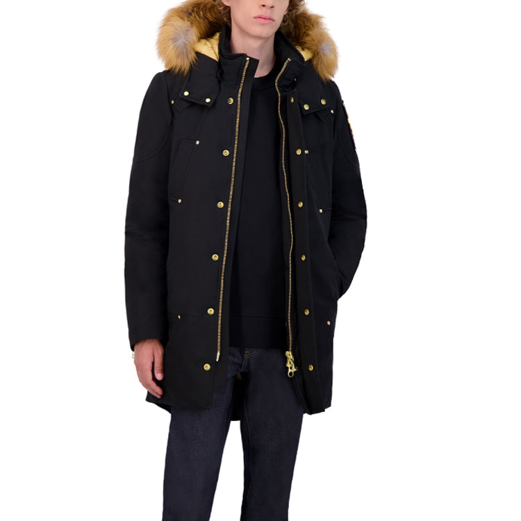 Details for Moose Knuckles Little Scissors Jaket Hoodie Bulu Hitam. M39MP261G-294