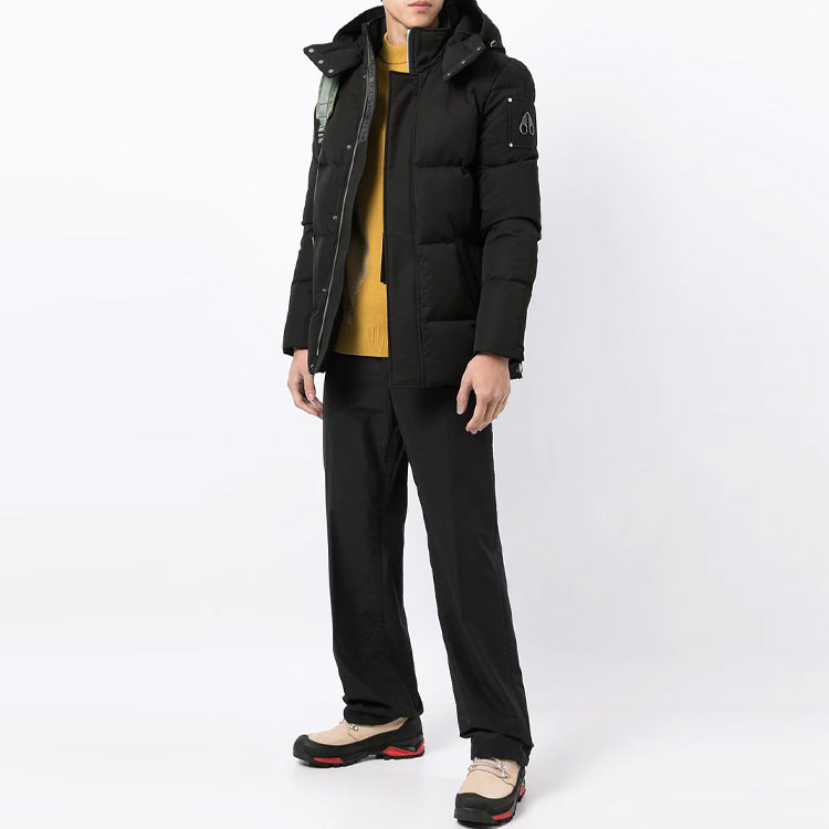 Lookbook 무스너클 솔리드 컬러 블랙 후드 파카 다운 자켓 M31MJ178N-292