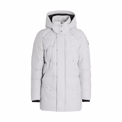 Moose Knuckles White Solid Zip-Up Hooded Down Jacket. M32MP221-N981