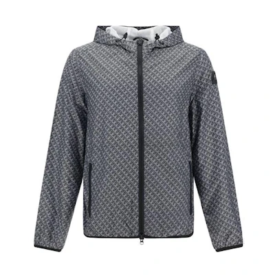 Moose Knuckles All-Over Print Hooded Zip Jacket Gray M14MJ125H1101