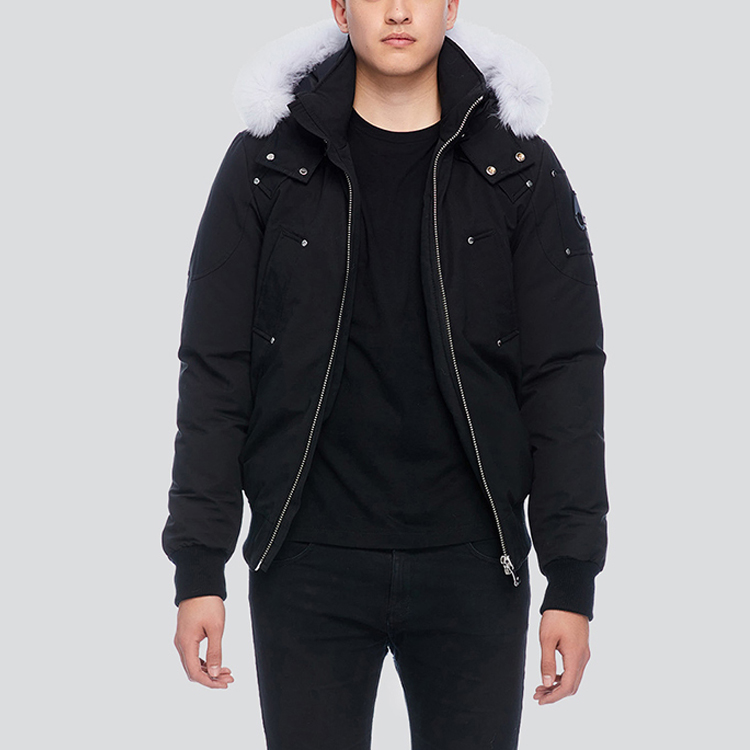 Purchase Moose Knuckles 黑色连帽羽绒服男女款毛领飞行夹克外套. MK2000MB-290