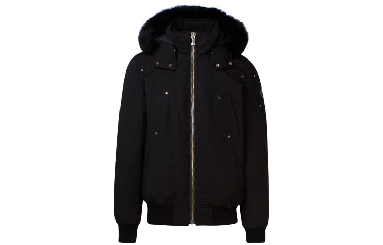 Moose Knuckles Ballistic Classic Bomber Down Jacket with Fur Hood Unisex Black. MK2000MB-291