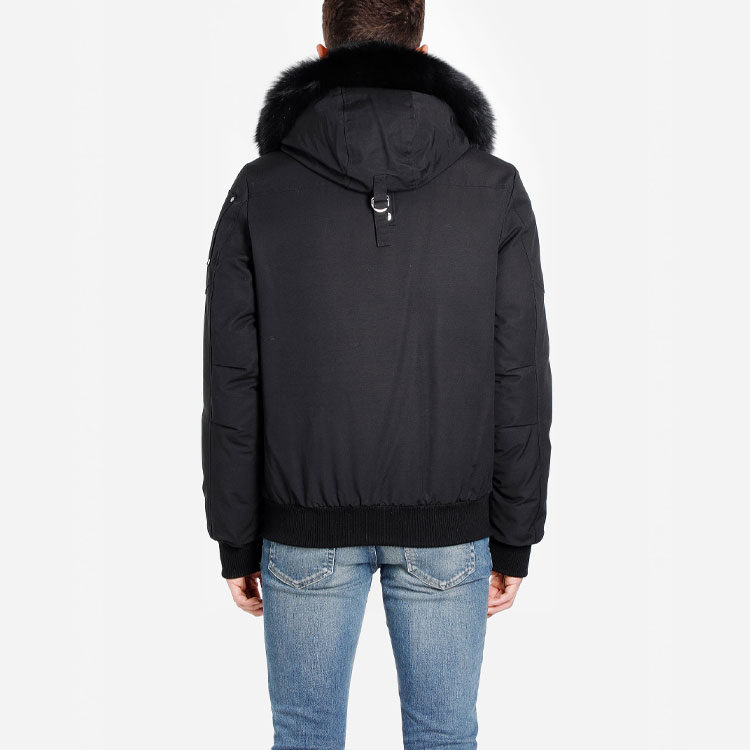 Sizing Moose Knuckles男女款黑色带毛领Ballistic经典飞行员羽绒夹克. MK2000MB-291