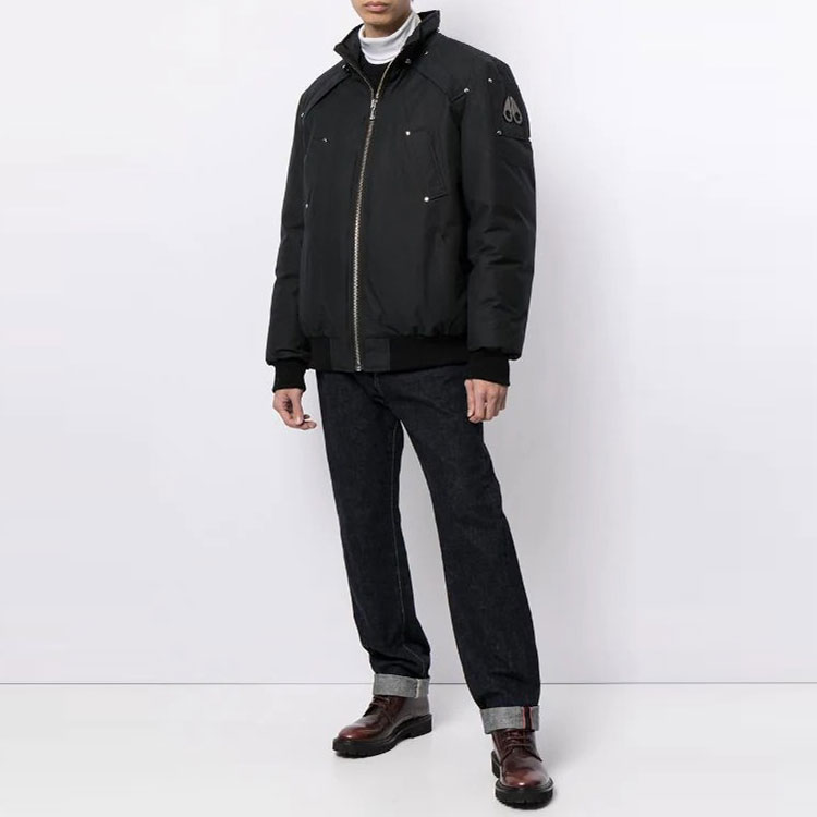 Lookbook Moose Knuckles Ballistic Jaket Puff Slim Fit Bulu Hoodie Navy/Hitam Unisex MK2000MB-402