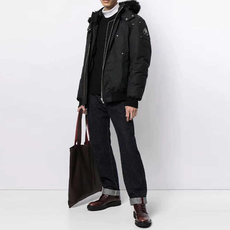 Shop Moose Knuckles Ballistic Jaket Puff Slim Fit Bulu Hoodie Navy/Hitam Unisex MK2000MB-402