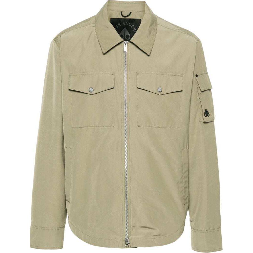 Moose Knuckles Beige Slim Fit Zip-Up Jacket with Plain Lapel Design M14MJ105-1376