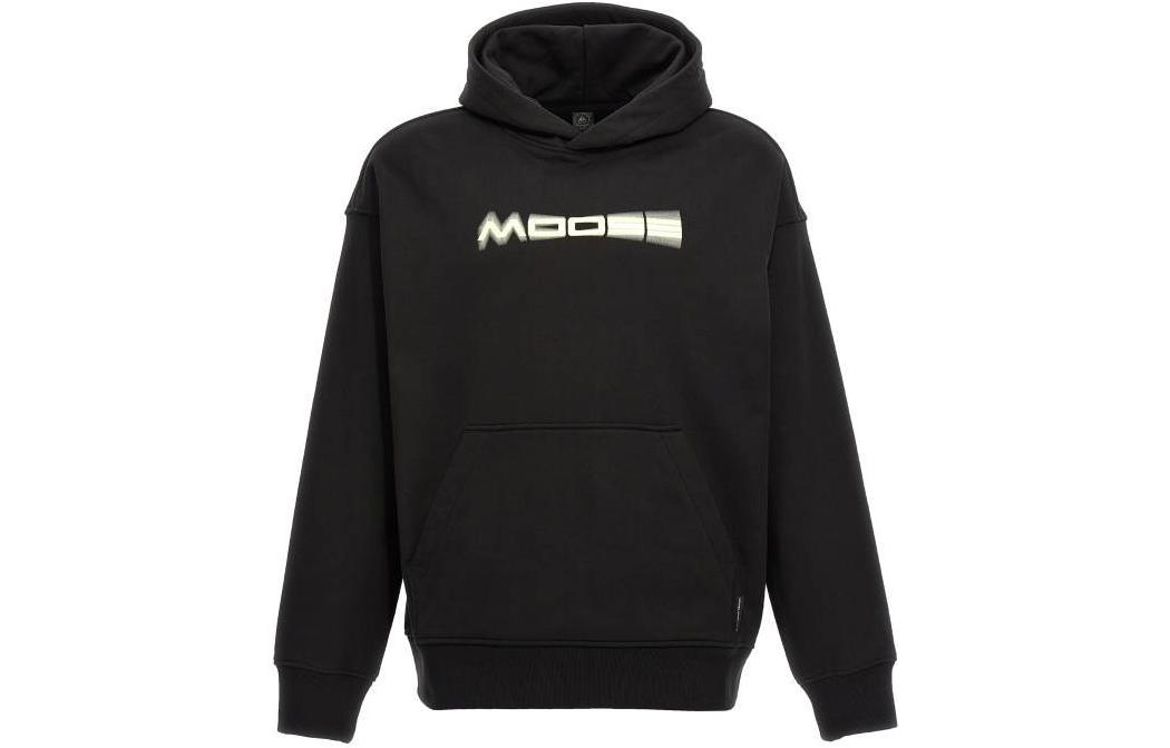 Moose Knuckles Black Hoodie with Logo Print M14MS628-292