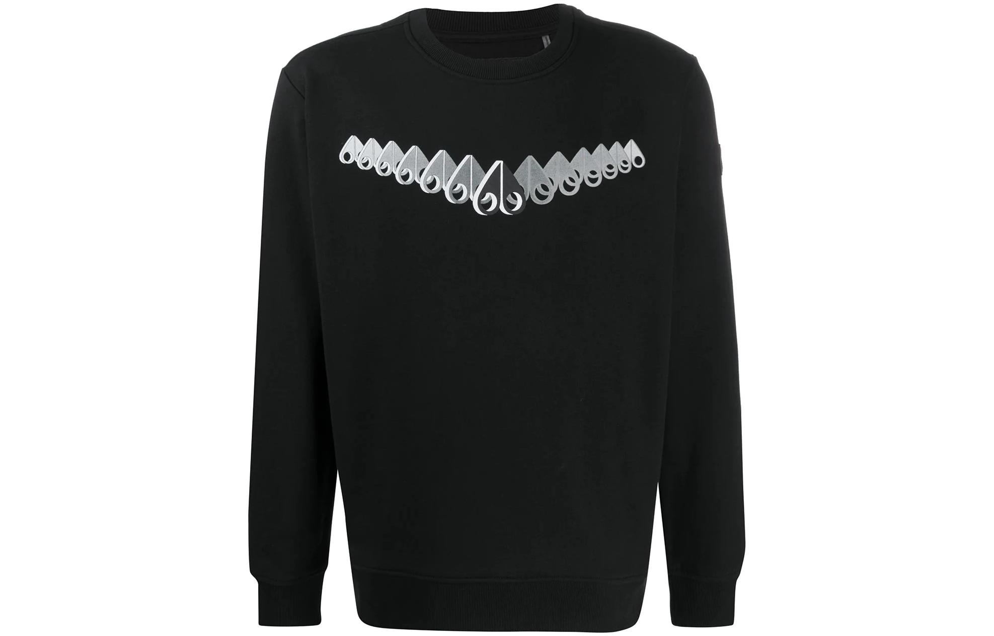 Moose Knuckles Black Logo Print Crewneck Long Sleeve Sweatshirt M10MS610-292