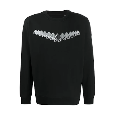 Moose Knuckles Black Logo Print Crewneck Long Sleeve Sweatshirt M10MS610-292