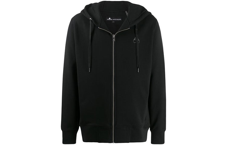 Moose Knuckles Black Logo Zip-Up Hoodie M10MS616-292