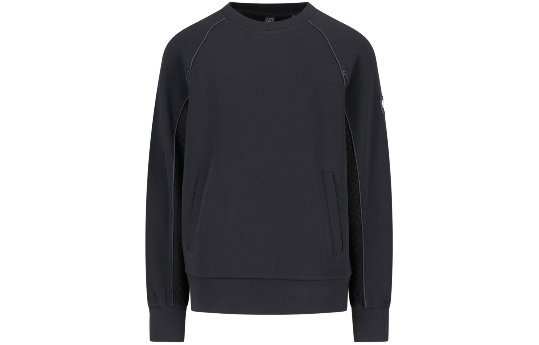 Moose Knuckles Black Pullover Crewneck Sweatshirt with Pocket Unisex Design M33MS629-292