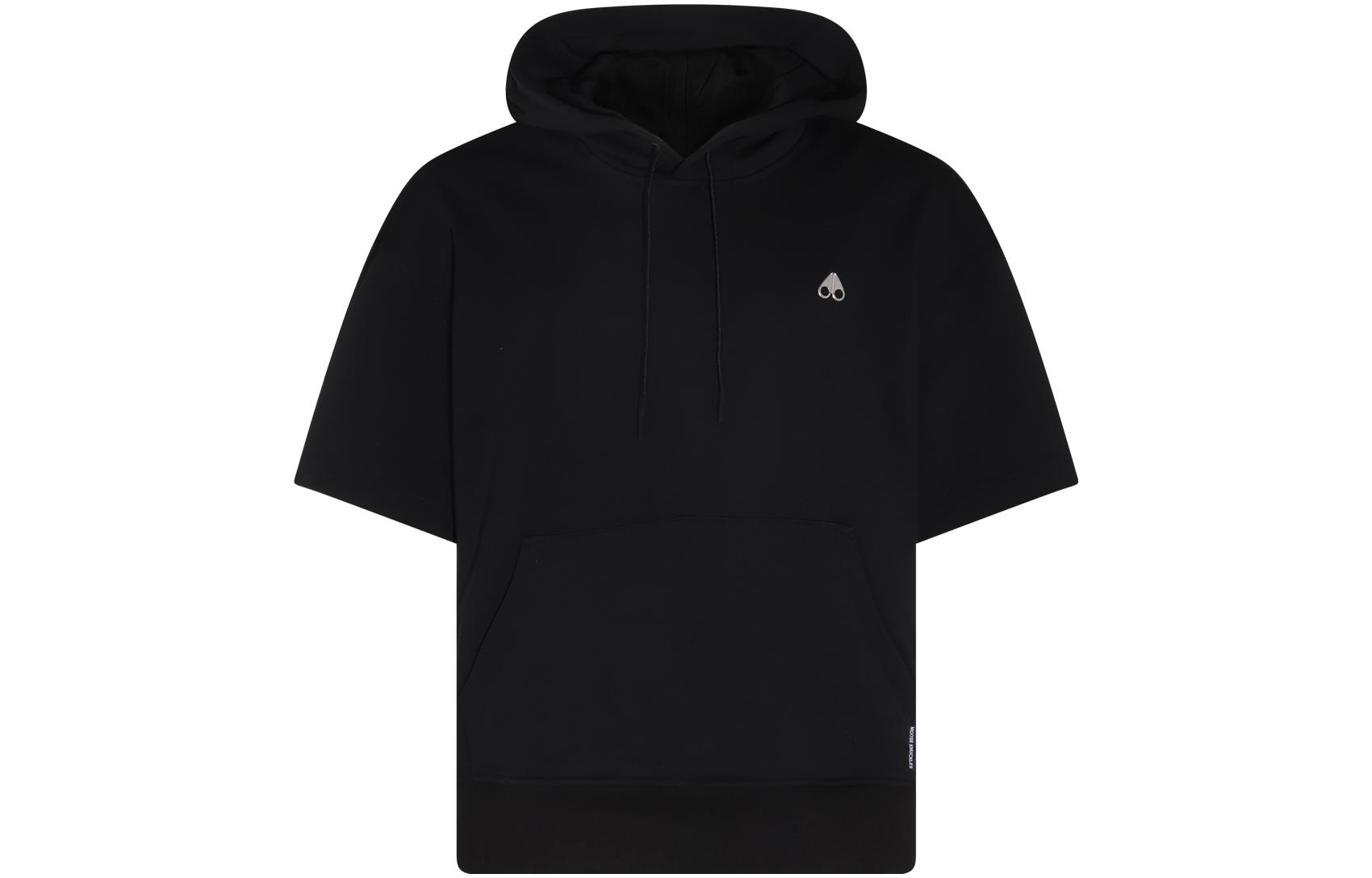 Moose Knuckles Black Pullover Hoodie with Logo and Drawstring Design M13MS616292