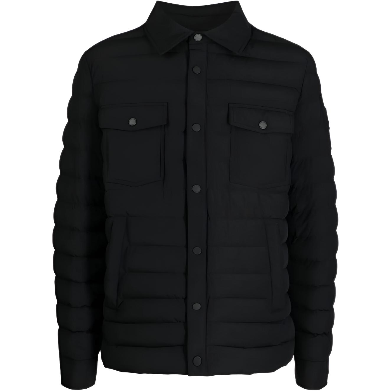 Moose Knuckles Black Solid Collar Button-Up Long Sleeve Jacket M33MJ183292