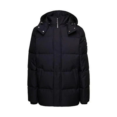 Moose Knuckles Black Solid Color Hooded Loose-Fit Jacket M32MJ178N292BLACK