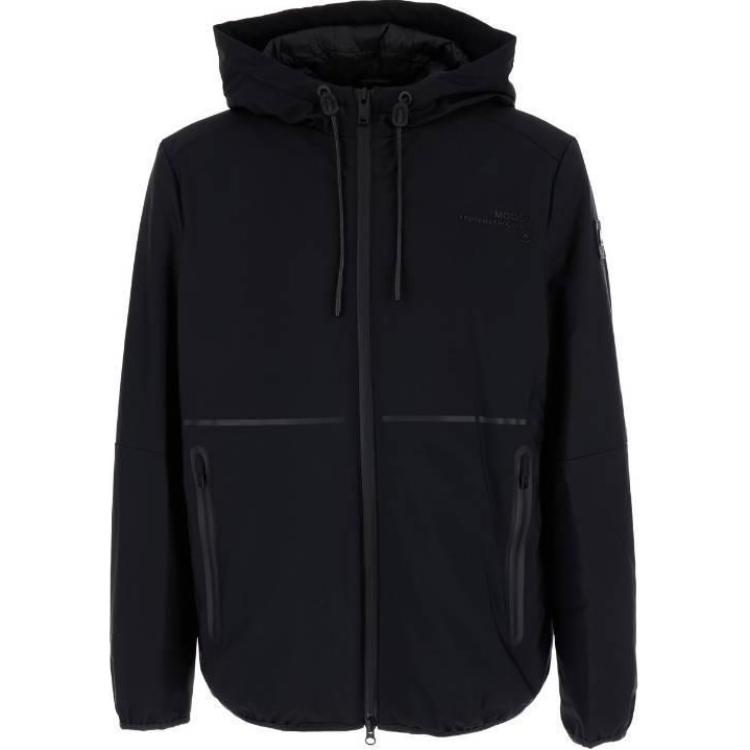 Moose Knuckles Black Solid Slim Fit Hoodie Zip-Up Jacket M14MJ121-292