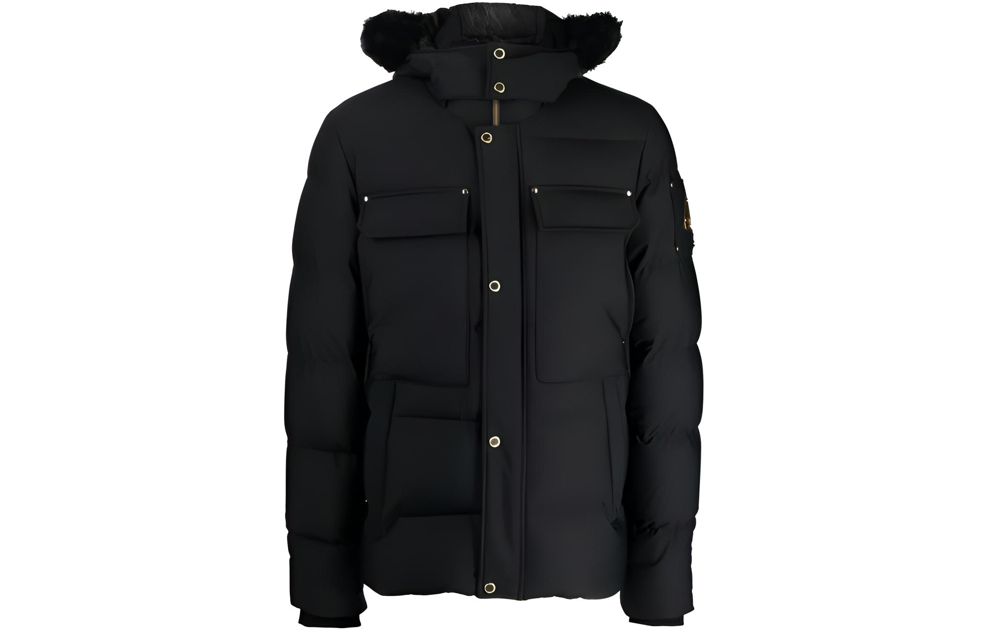 Moose Knuckles Black Solid Zip-Up Hoodie Jacket with Detachable Hood M33MJ204GS-305