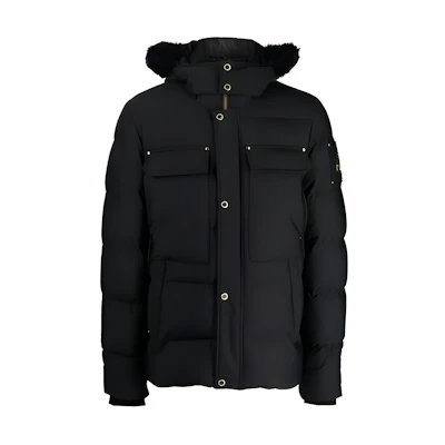Moose Knuckles Black Solid Zip-Up Hoodie Jacket with Detachable Hood M33MJ204GS-305
