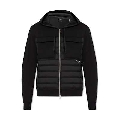 Moose Knuckles Black Solid Zip-Up Hoodie Jacket with Pockets M14MS6040-313