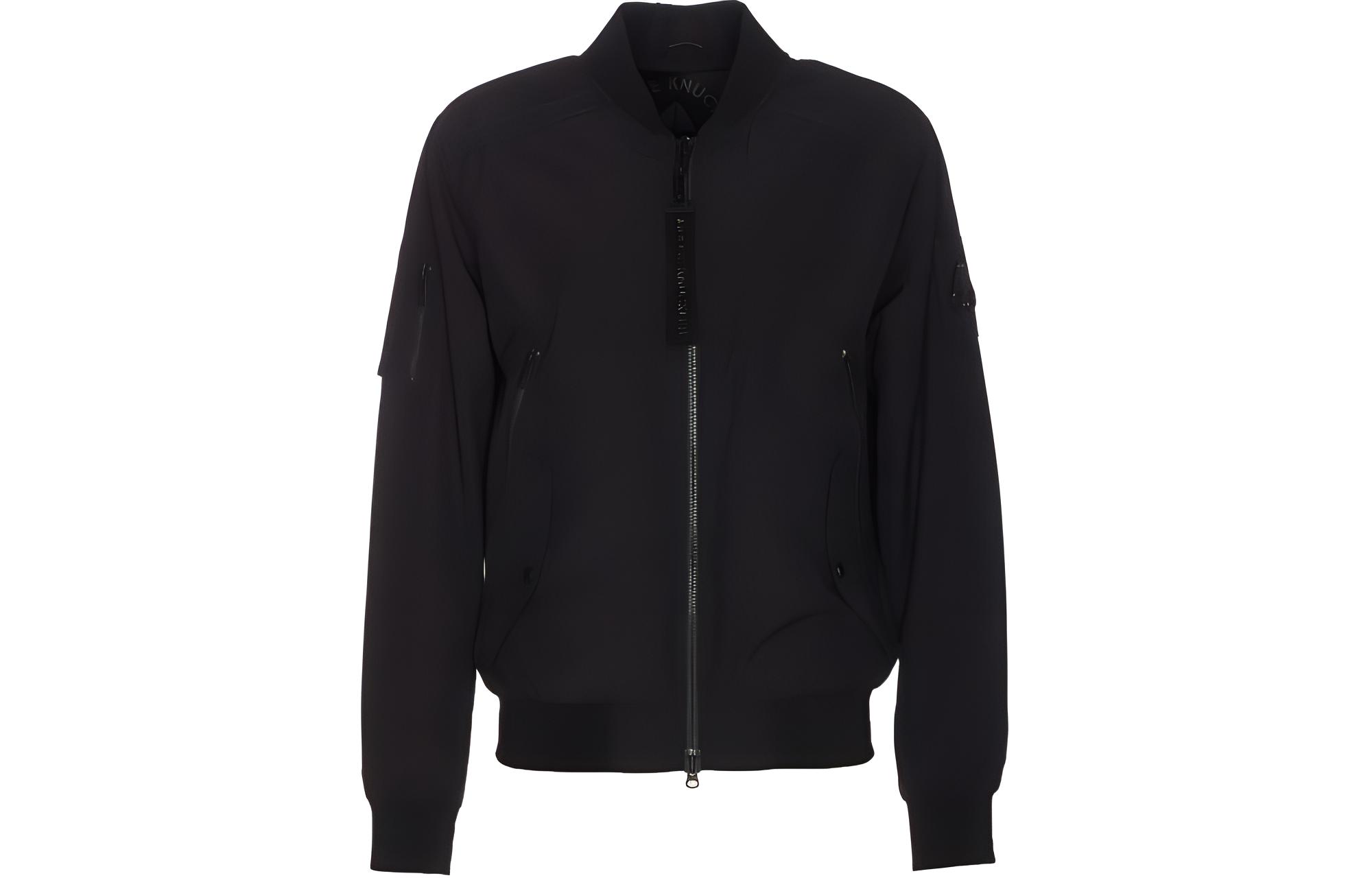 Moose Knuckles Black Solid Zip-Up Slim-Fit Jacket M14MB003-292