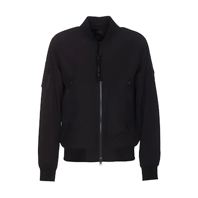 Moose Knuckles Black Solid Zip-Up Slim-Fit Jacket M14MB003-292
