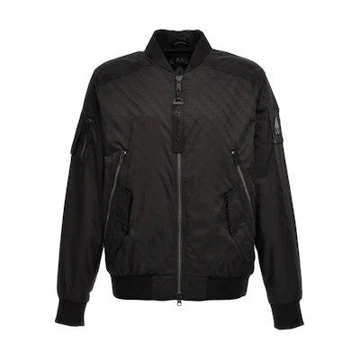 Moose Knuckles Black Solid Zip-Up Stand Collar Slim Jacket M14MB003H1121
