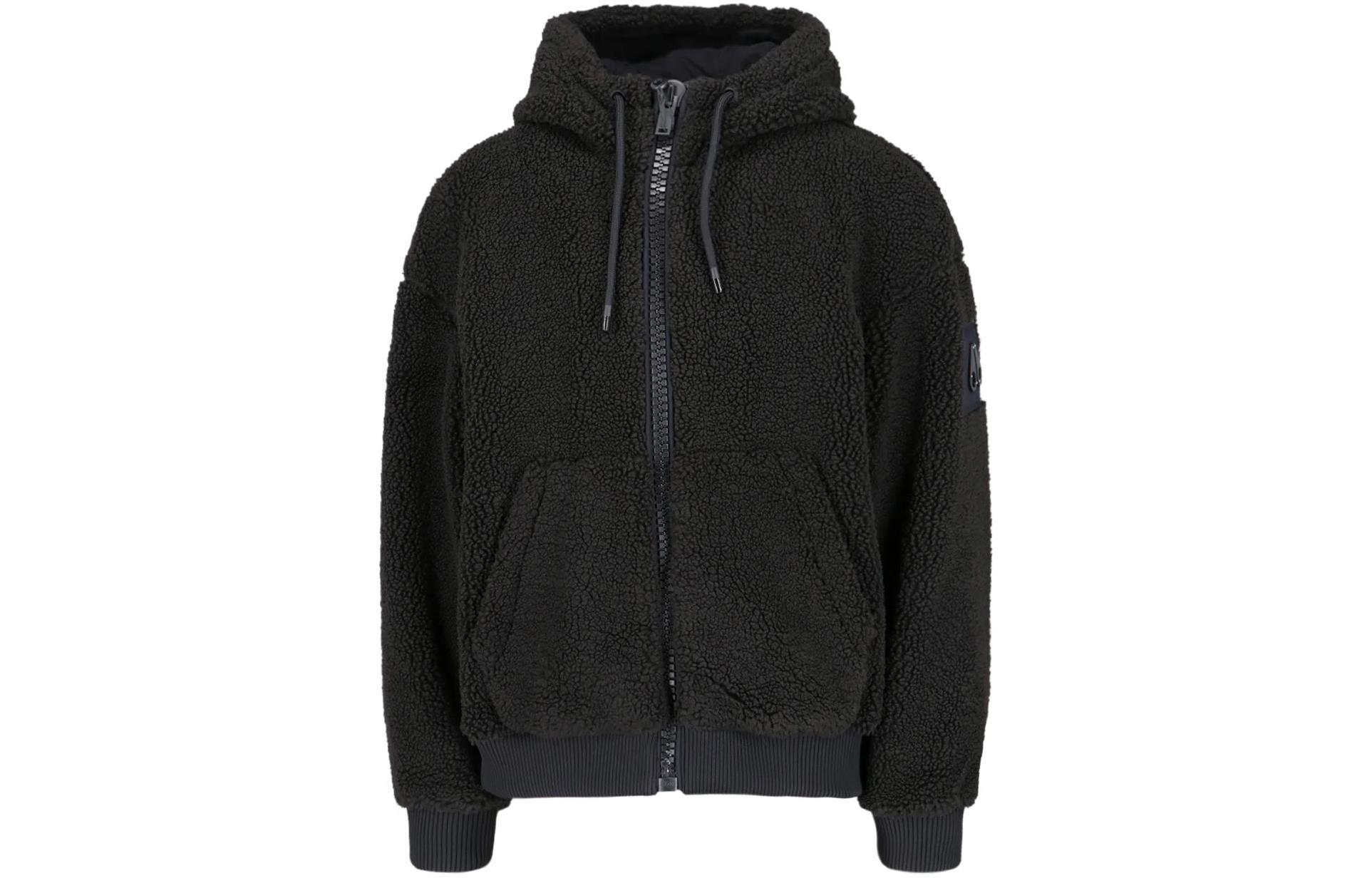 Moose Knuckles Black Solid Zip Hoodie Jacket with Pockets M33MS604-313