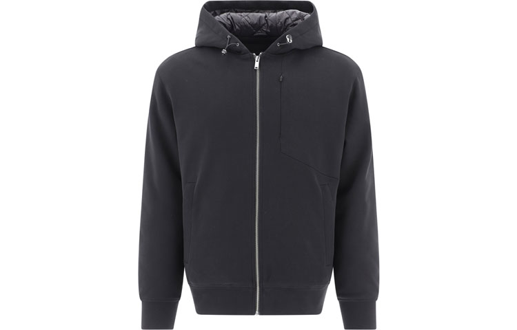 Moose Knuckles Black Zipper Hoodie Jacket - Solid Color Casual Comfort M31MS606-292