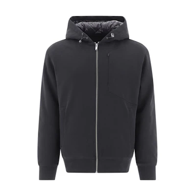 Moose Knuckles Black Zipper Hoodie Jacket - Solid Color Casual Comfort M31MS606-292