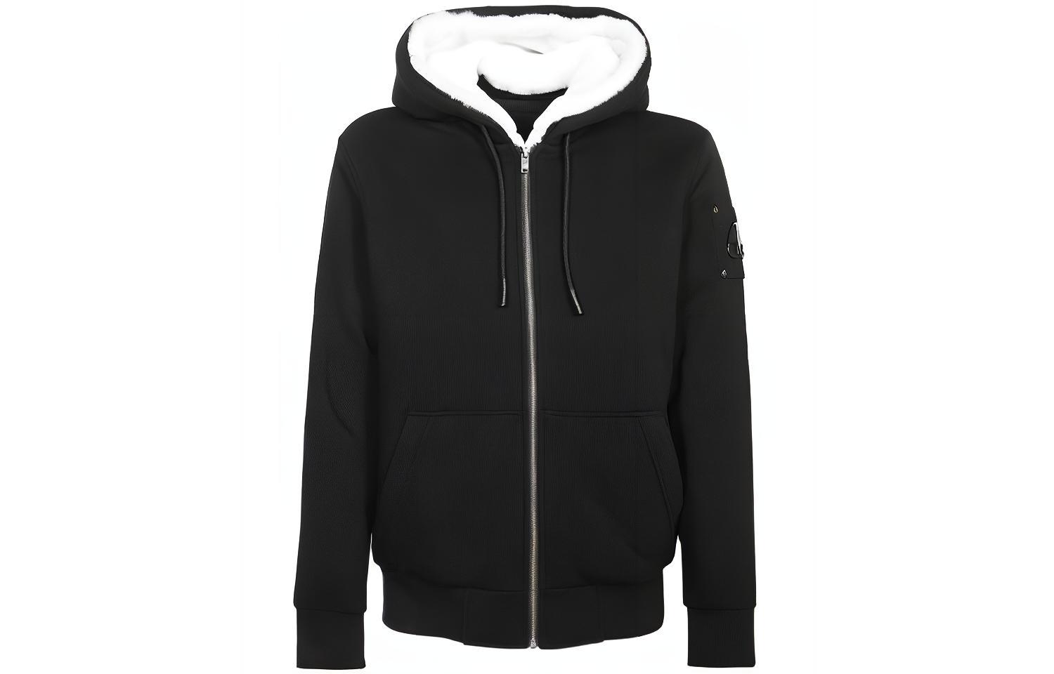 Moose Knuckles Classic Bunny FW21 Detachable Zipper Fleece Hoodie Unisex Black/White M31MS600-244