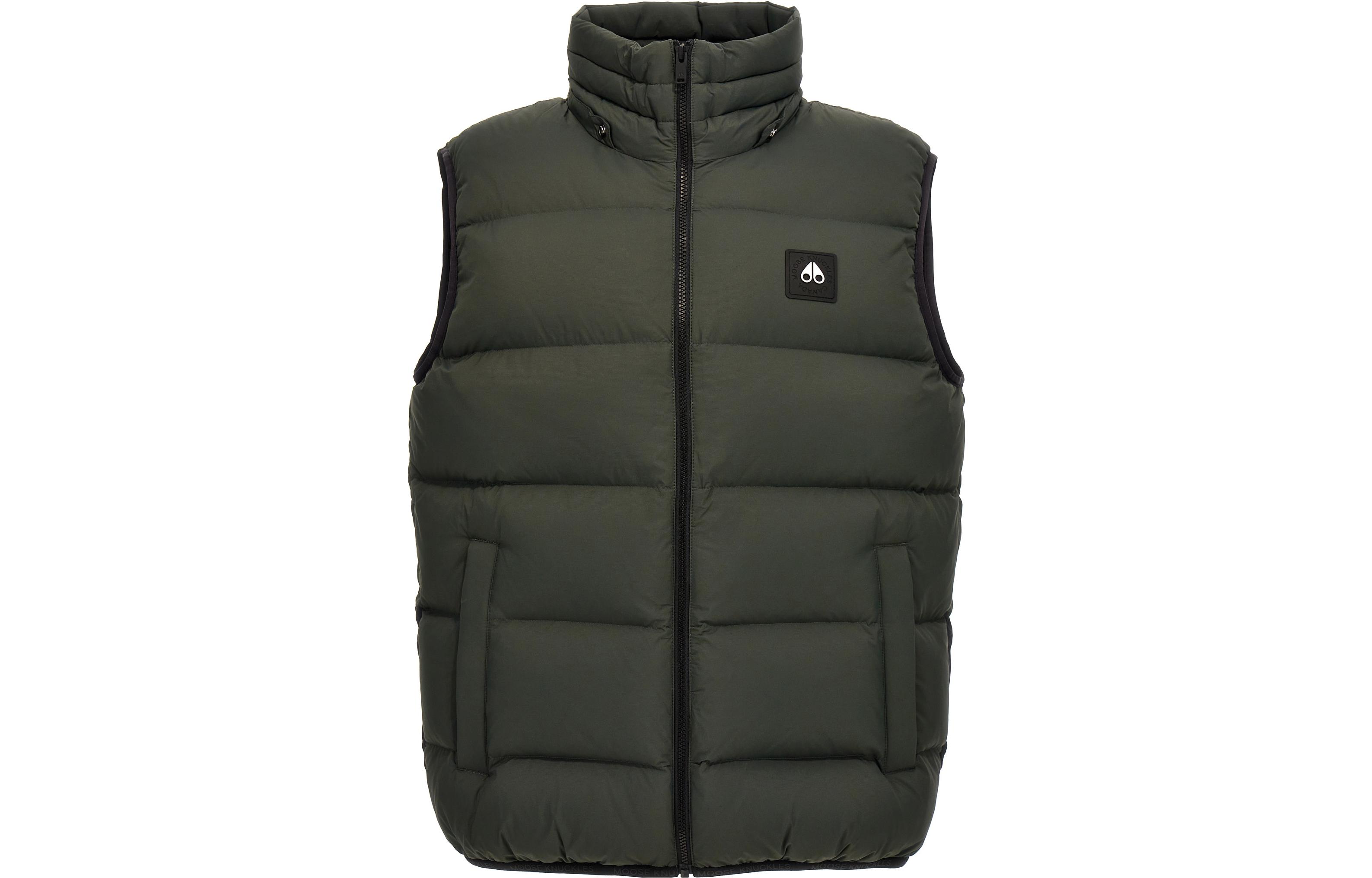 Lookbook Moose Knuckles 拼色無袖拉鍊背心 男女款 綠色 M33MV4651-210