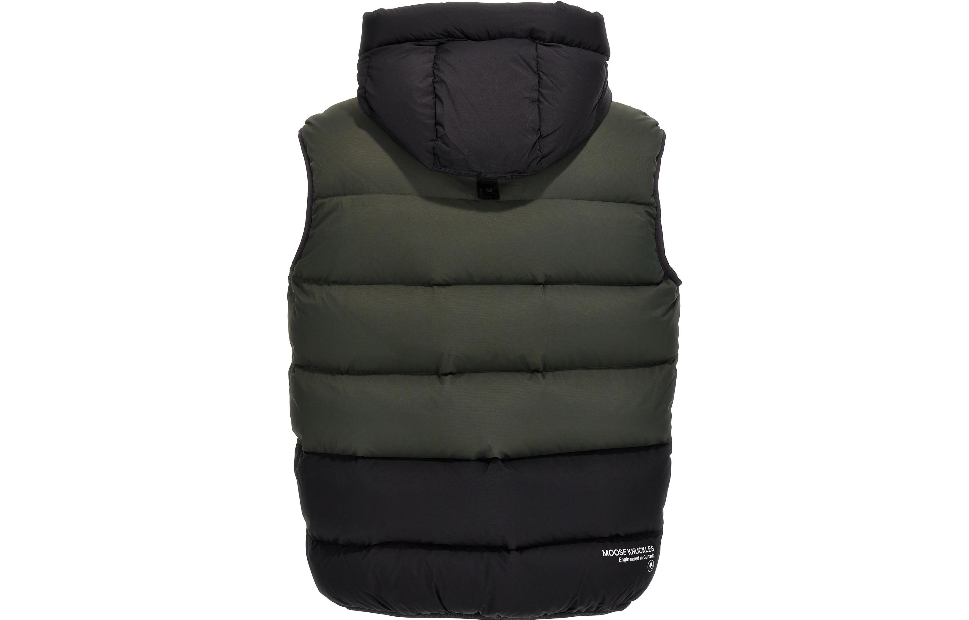 Shop Moose Knuckles 拼色無袖拉鍊背心 男女款 綠色 M33MV4651-210