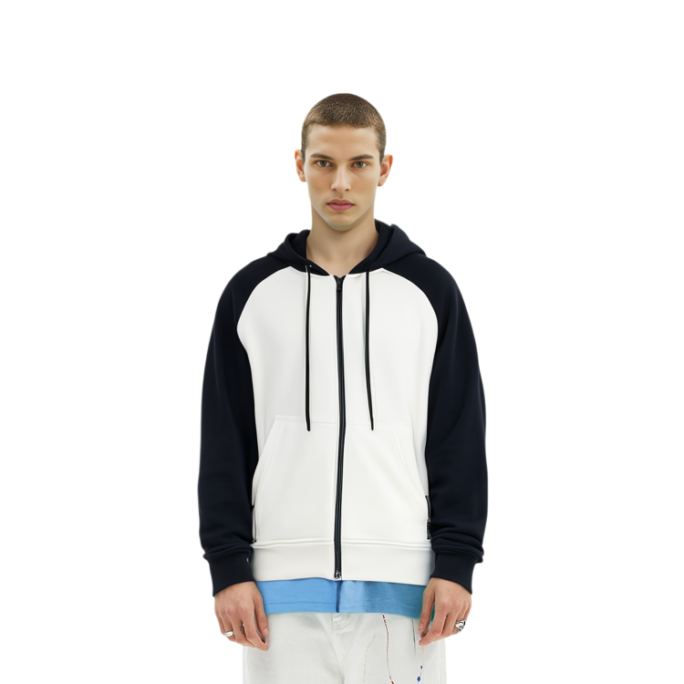 Details for ムースナックルズ カラーブロック ジップフーディー ユニセックス ブラック. M13MS611H