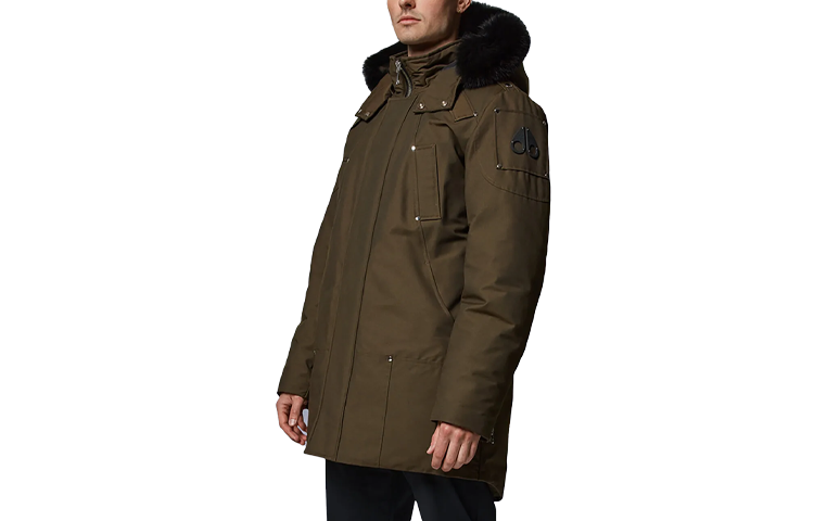 Moose Knuckles FW19 Stirling Army Green Parka Unisex Down Jacket with Fur Trim. MK4661MP-775