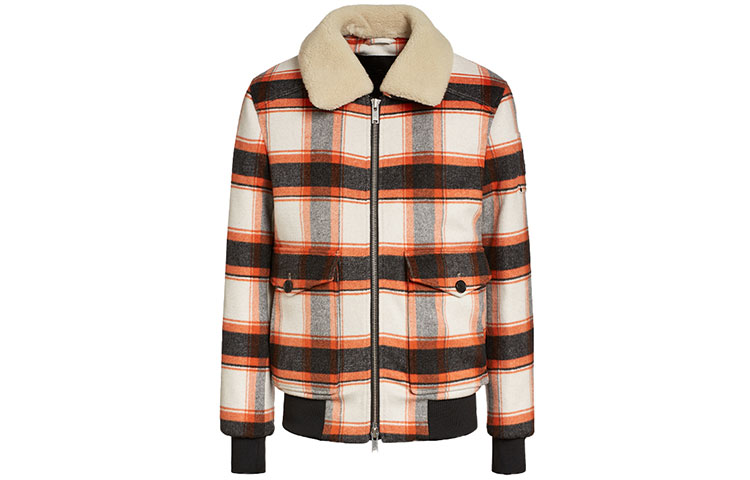 Moose Knuckles FW21 Elliot River Plaid Wool Jacket Orange - Casual Outerwear M31MW409-606