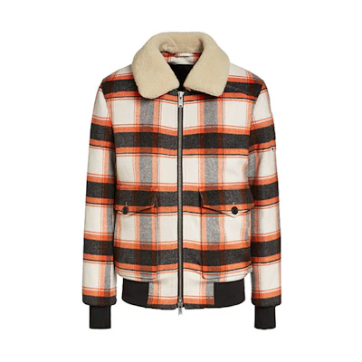 Moose Knuckles FW21 Elliot River Plaid Wool Jacket Orange - Casual Outerwear M31MW409-606