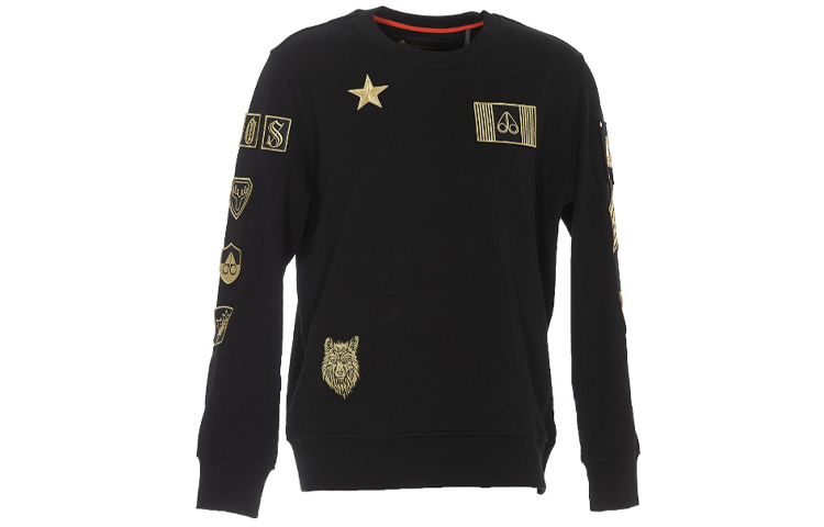 Moose Knuckles FW21 Graphic Print Crewneck Sweatshirt Black () M31MS625G-292