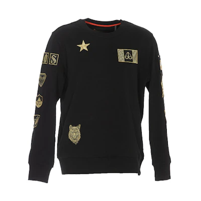 Moose Knuckles FW21 Graphic Print Crewneck Sweatshirt Black () M31MS625G-292