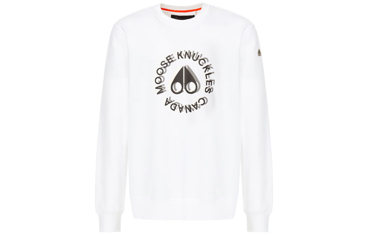 Moose Knuckles FW21 Kenamu Pullover Logo Long Sleeve Sweatshirt White M31MS651-160